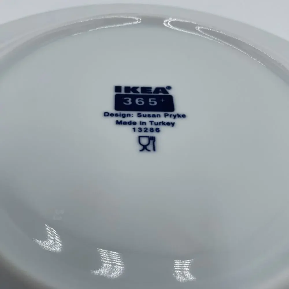 IKEA Susan Pyrke 365 Set of 2 White & Blue Rim Stoneware 8.5” Luncheon Plates
